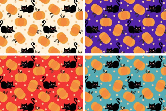 Download Adorable Playful Black Cat and Pumpkin - Premium Resources