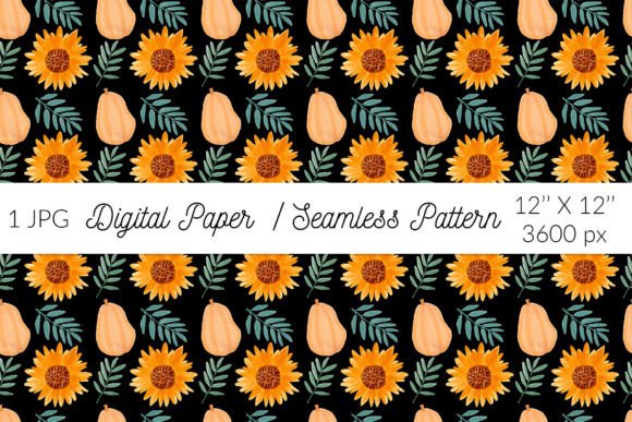 Download Sunflower Pumpkin Fall Digital Paper - Premium Resources