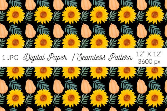 Download Sunflower Pumpkin Fall Digital Paper - Premium Resources