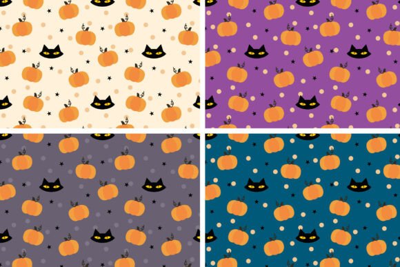 Download Black Cat Head and Pumpkin Seamless - Premium Resources